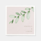 Eenvoud gebladerte Blush bruiloft cocktail Servet (Voorkant)