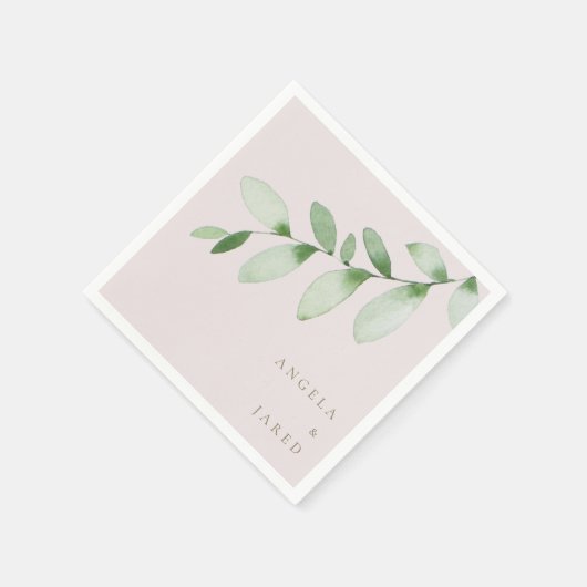 Eenvoud gebladerte Blush bruiloft cocktail Servet (Hoek)