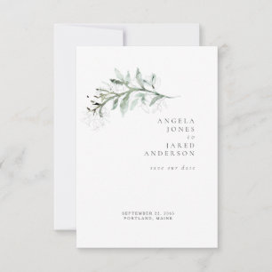 Eenvoud & gebladerte White Wedding Save Our Date Save The Date