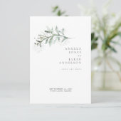 Eenvoud & gebladerte White Wedding Save Our Date Save The Date (Staand voorkant)