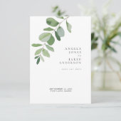 Eenvoud & Gebladerte Witte Bruiloft Save The Date (Staand voorkant)
