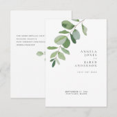 Eenvoud & Gebladerte Witte Bruiloft Save The Date (Voorkant / Achterkant)