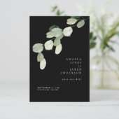 Eenvoud & Gebladerte Zwarte Bruiloft Save The Date (Staand voorkant)