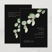 Eenvoud & Gebladerte Zwarte Bruiloft Save The Date (Voorkant / Achterkant)