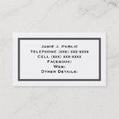 Eenvoud: grijs Lijst, witte achtergrond Visitekaartje (Achterkant)