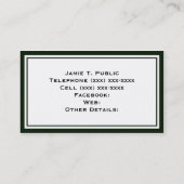 Eenvoud: Groen en wit Lijst, witte achtergrond Visitekaartje (Achterkant)