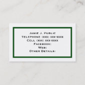 Eenvoud: Groen Lijst met strengen, witte achtergro Visitekaartje (Achterkant)