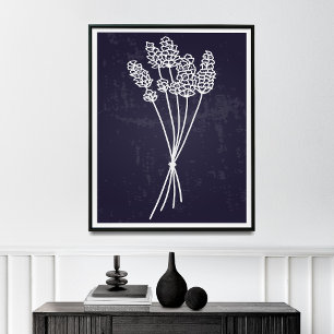 Eenvoud in Bloom White Line Flower Tekening Poster