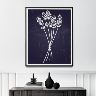 Eenvoud in Bloom White Line Flower Tekening Poster