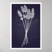 Eenvoud in Bloom White Line Flower Tekening Poster (Voorkant)