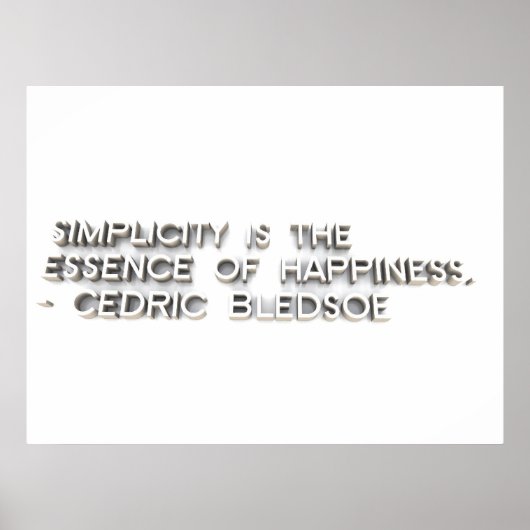 "Eenvoud is de essentie van geluk." - Cedric Poster (Voorkant)