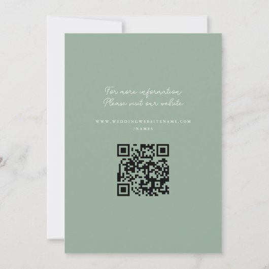 Eenvoud | Monogram Minimalistisch Sage Groen Kaart (Achterkant)