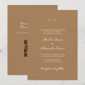 Eenvoud | Monogram Minimalistische kameel bruiloft Kaart (Voorkant / Achterkant)