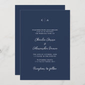 Eenvoud | Monogram Minimalistische Marine Blauwe B Kaart (Voorkant / Achterkant)