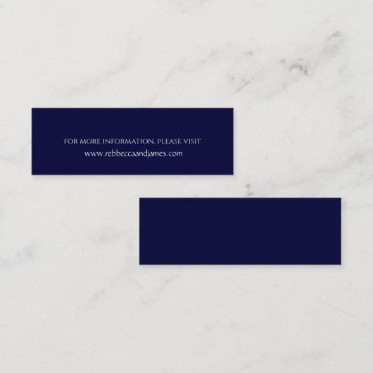 Eenvoud Navy Blue Bruiloft Website Kaarten Mini Visitekaartje (Voorkant / Achterkant)