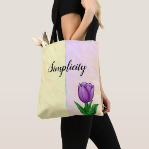 Eenvoud Paarse Tulp Twee Tone Waterverf Tote Bag