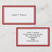 Eenvoud: rood en wit Lijst, witte achtergrond Visitekaartje (Voorkant / Achterkant)