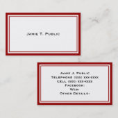 Eenvoud: rood en wit Lijst, witte achtergrond Visitekaartje (Voorkant / Achterkant)