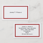 Eenvoud: rood Lijst, witte achtergrond Visitekaartje (Voorkant / Achterkant)