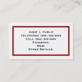 Eenvoud: rood Lijst, witte achtergrond Visitekaartje (Achterkant)