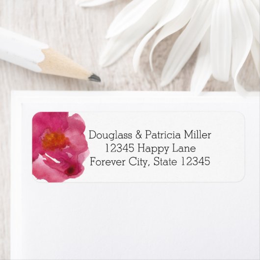 Eenvoud Roze Rozen Waterverf Etiket (Insitu)