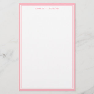 Eenvoud Roze Wit Gepersonaliseerd Briefpapier