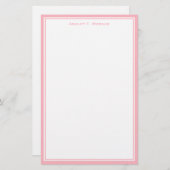 Eenvoud Roze Wit Gepersonaliseerd Briefpapier (Voorkant / Achterkant)