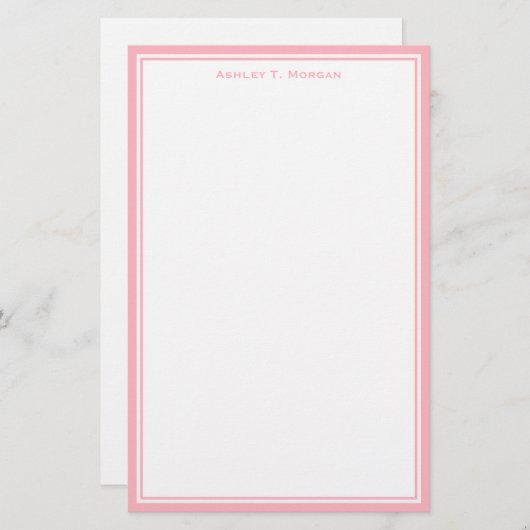 Eenvoud Roze Wit Gepersonaliseerd Briefpapier (Voorkant / Achterkant)