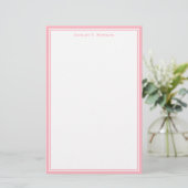 Eenvoud Roze Wit Gepersonaliseerd Briefpapier (Staand voorkant)