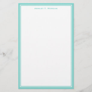 Eenvoud Turquoise Wit Gepersonaliseerd Briefpapier