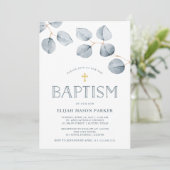 Eenvoud van eucalyptus | Doop met kruis Kaart (Staand voorkant)