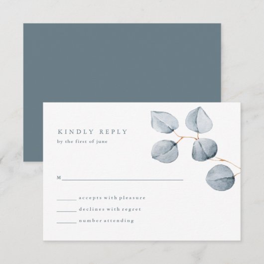 Eenvoud van eucalyptus | Huwelijksreactie RSVP Kaartje (Voorkant / Achterkant)