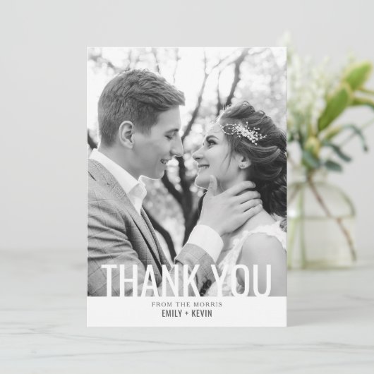 Eenvoud | Weddenfoto Hartelijk dank Bedankkaart (Staand voorkant)