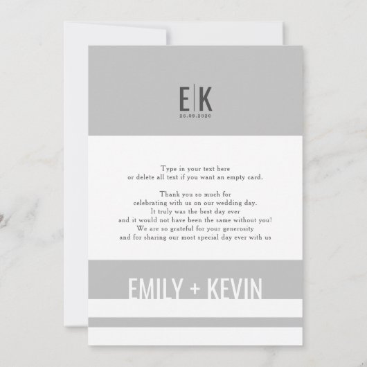 Eenvoud | Weddenfoto Hartelijk dank Bedankkaart (Achterkant)