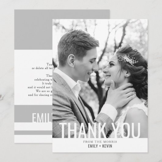 Eenvoud | Weddenfoto Hartelijk dank Bedankkaart (Voorkant / Achterkant)