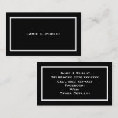 Eenvoud: wit Lijst, zwarte achtergrond Visitekaartje (Voorkant / Achterkant)