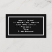 Eenvoud: wit Lijst, zwarte achtergrond Visitekaartje (Achterkant)