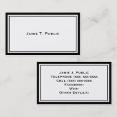 Eenvoud: zwart-wit Lijst, witte achtergrond Visitekaartje (Voorkant / Achterkant)