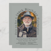 Eenvoudig 100e verjaardagsfeestje met 1 foto kaart (Voorkant / Achterkant)