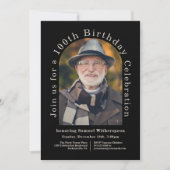 Eenvoudig 100ste verjaardagsfeest met 2 foto's kaart (Voorkant)