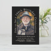 Eenvoudig 100ste verjaardagsfeest met 2 foto's kaart (Staand voorkant)