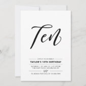 Eenvoudig 10e tiende verjaardag van zwart-wit Invi Kaart (Voorkant)