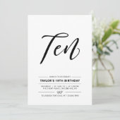 Eenvoudig 10e tiende verjaardag van zwart-wit Invi Kaart (Staand voorkant)