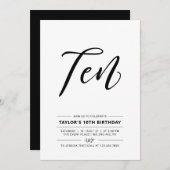 Eenvoudig 10e tiende verjaardag van zwart-wit Invi Kaart (Voorkant / Achterkant)