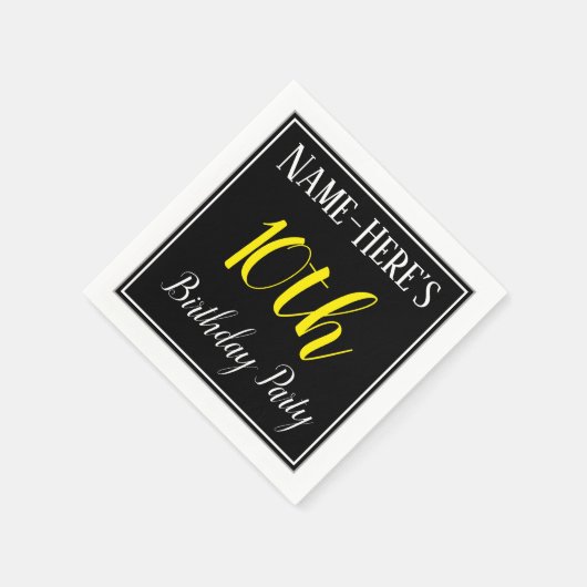 Eenvoudig, 10e verjaardagsfeest met aangepaste naa servetten (Hoek)