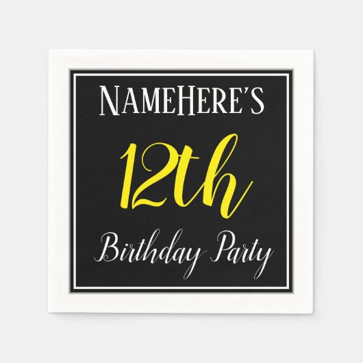Eenvoudig, 12e verjaardagsfeest met aangepaste naa servet (Voorkant)
