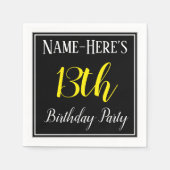Eenvoudig, 13e verjaardagsfeestje w / aangepaste n servetten (Voorkant)
