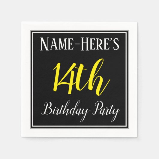 Eenvoudig, 14e verjaardagsfeestje w / aangepaste n servet (Voorkant)