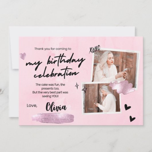 Eenvoudig 18e verjaardagsfeest met bedankkaart (Voorkant)