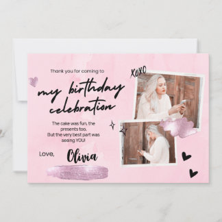 Eenvoudig 18e verjaardagsfeest met bedankkaart